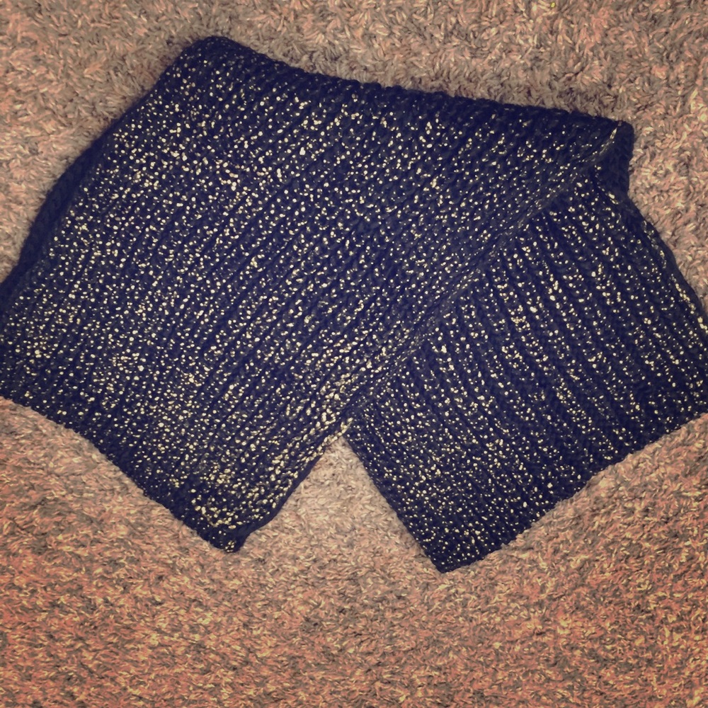 Black knit scarf with gold specs